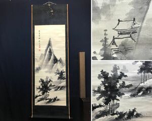 Art hand Auction 【真作】日根野対山/長夏雲煙/夏山山水図/山水図/掛軸☆宝船☆AC-683, 絵画, 日本画, 山水, 風月