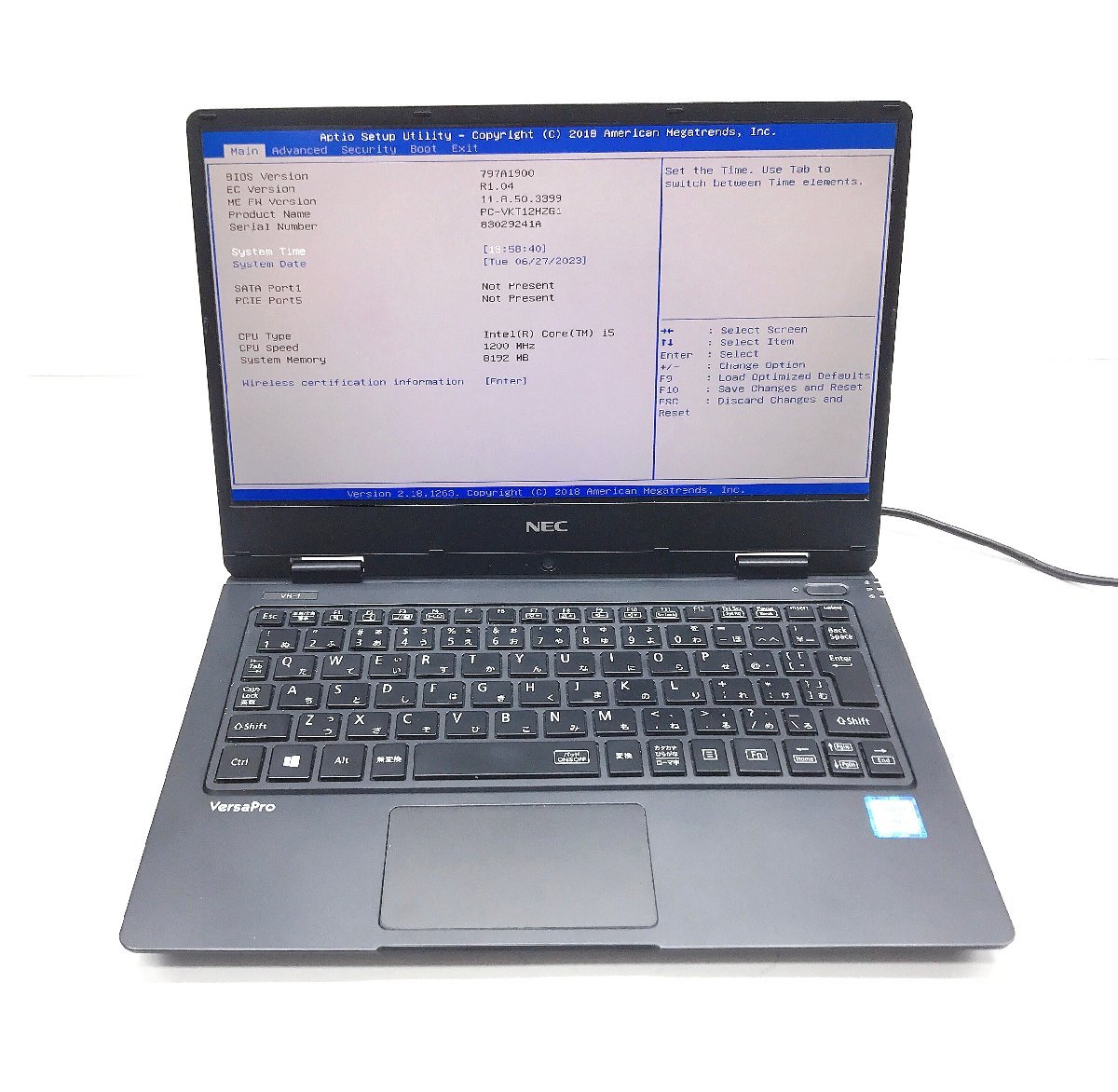 NT: NEC VersaPro VKT12H-1 Core i5-7Y54 1.20GHz /8GB /無線ノート