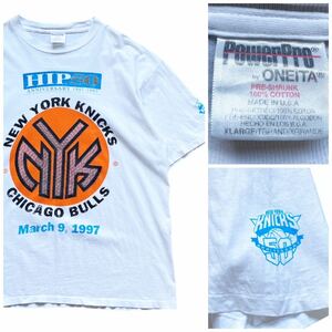 USA製 90's NBA NEWYORK KNICKS ニックス ヴィンテージ Tシャツ 50周年記念 ホワイト XL シカゴブルズ バスケットボール シングルステッチ