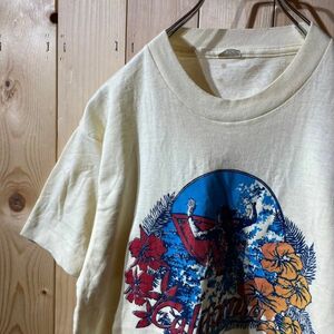 [KWT3760] 80's 90's US古着 半袖Tシャツ レディース クリームイエロー M ポス