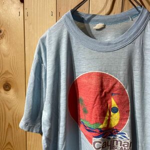 [KWT3790] 80's 90's US古着 半袖Tシャツ レディース ライトブルー ポス