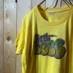 [KWT3780] 80's 90's US古着 半袖Tシャツ レディース イエロー L ポス