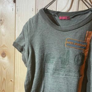 [KWT3809] 80's 90's US古着 半袖Tシャツ レディース カーキ ポス