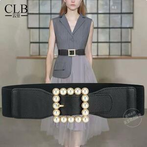 BE1062BK90* pearl fully. buckle. rubber belt * black 