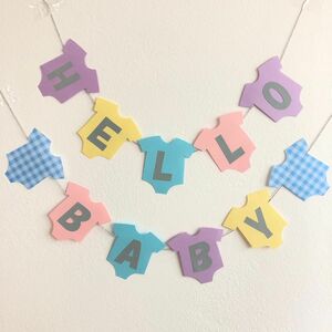 壁飾り 壁面飾り ハンドメイド　マタニティフォト　ミニガーランド　ハローベイビー　HELLO BABY 出産祝い　退院祝い　