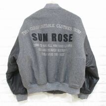 【SUN ROSE】袖レザー 本革◆スタジャン 刺繍 カシミヤ入/グレー×黒/アーム太め！ 80s 90s◆Mサイズ_画像1