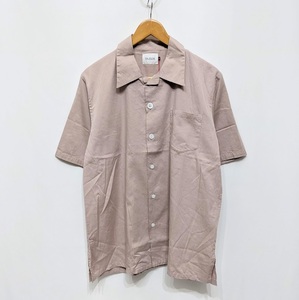 極美品 CAL O LINE キャルオーライン OPEN COLLAR S/ S SHIRT オープンカラーシャツ グリーン コットン CL191-051 ピンク