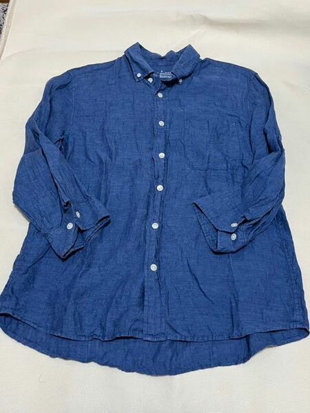 無印良品 MUJI オープンカラー 開襟 シャツ 七分袖 リネン 麻 100 涼しい 夏 ナチュラル ベーシック カジュアル 良品計画 Mサイズ