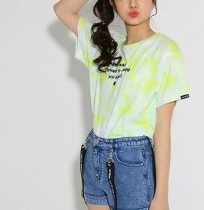 ラスト　新品 　PINK-latte　　　タイダイロゴTシャツ　　イエロー(032)　　16(S160cm)　定価2860円