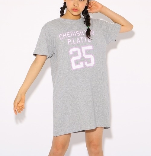 ラスト　新品　PINK-latte　ロゴ Tシャツ ワンピース　グレー(012)　　16(S160cm)　定価2189円