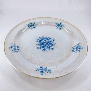 【高級感】ROYAL ロイヤル 食器 高級 西洋 陶磁器 大皿 盛り皿 飾り皿 絵皿 薔薇 花柄 ブルー 食器 洋食器 アンティーク ヴィンテージ