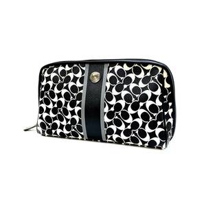 [ prompt decision ]*COACH Coach Mini signature Mini pouch make-up pouch accessory pouch cosme case case PVC black × white 