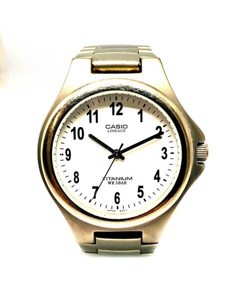【即決】★CASIO カシオ LINEAGE TITANIUM クォーツ LIN-163 チタン アナログ 腕時計 メンズ ヴィンテージ 稼働品
