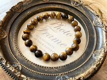 上品 タイガーアイ ブレスレット 天然石 タイガーズアイ 虎目石 アクセサリー tiger's eye bracelet gemstone vintage accessory F1_画像3