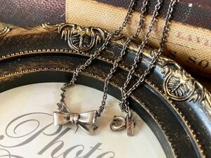 シルバー アクセサリー star リボン ネックレス ショート ヴィンテージ レディース pendant SILVER necklace vintage accessory F1