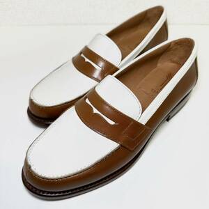  prompt decision / trying on degree / reference regular price 58.300 jpy /YANKO/yanko/ coin Loafer / combination leather / tea × white /SPAIN /35 approximately 23.0cm// lady's / casual / leather shoes 