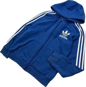 adidas ★ トレフォイル ロゴ◎ ブルー スウェット ジップアップ パーカー メンズ XS スポーツ 通年 人気 アディダス オリジナルス■ED232