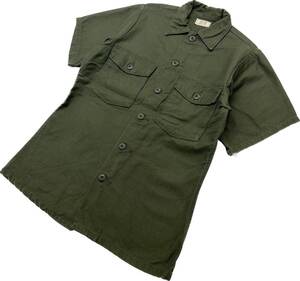 SELMA APPAREL ☆ US ARMY 76年 ミリタリー シャツ ワークシャツ 76年 米軍 半袖 リメイク 14.5-33 S相当 アメカジ ストリート 古着■S2072