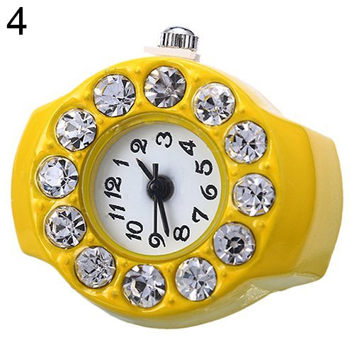 [Shipping fee paid by us] Ring watch men's watch size free artificial diamond watch ring finger watch 8 types FRW-A-1 [4 yellow color], accessories, clock, handmade, others