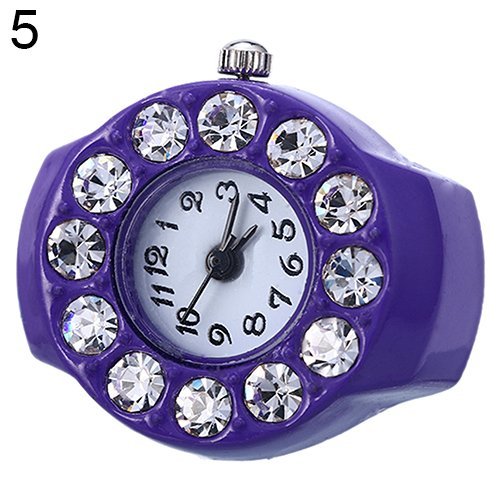 [Доставка оплачивается нашей компанией] Мужские часы-кольцо, свободный размер, искусственный алмаз, дамское кольцо, часы на палец, 8 типов, FRW-A-1 [5 фиолетового цвета], аксессуары, Часы, Ручной работы, другие