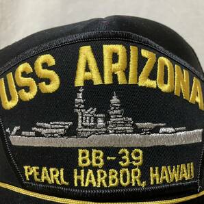 USS ARIZONA BB-39 PEARL HARBOR,HAWAII アリゾナ 真珠湾 ハワイ ロゴ刺繍入りキャップ/帽子 黒ベース 中古品の画像8