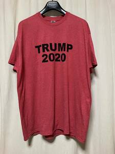 TRUMP 2020 トランプ プリント入り半袖Tシャツ 赤ピンク系/黒 XL 中古品 アメリカ大統領