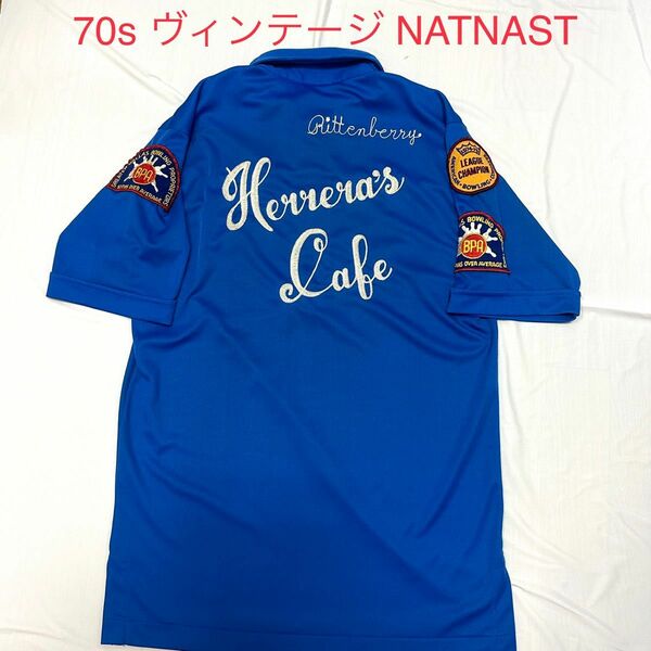 70s NATNAST ボーリングシャツ チェーンステッチ M