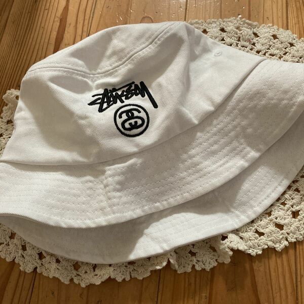 used 即決　送料無料♪ stussy ステューシー　ハット　ホワイト　実寸約61㎝　品質タグなし