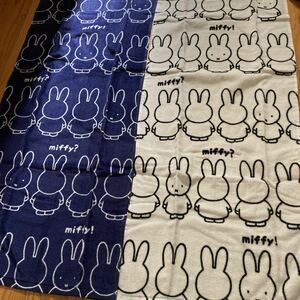  new goods prompt decision free shipping! new pattern miffy Miffy somewhere .? face towel 2 pieces set . white middle navy blue 34×75. cotton 100% popular shortage of stock 