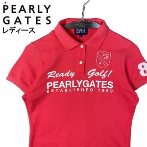 PEARLY GATES パーリーゲイツ レディース 半袖ポロシャツ レッド 1 ゴルフウェア 2307-NP-9660-GO3