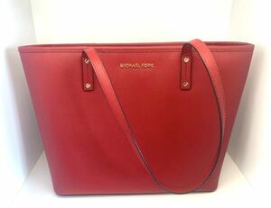 美品☆マイケルコース/MICHAEL KORS　ショルダーバッグ　トート　赤/レッド　レザー