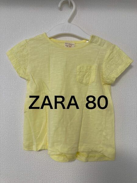 ZARA 半袖Tシャツ 80 カットソー レース 胸ポケット