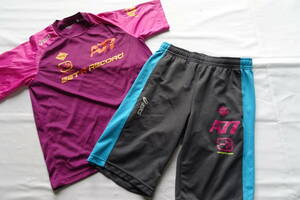 asics A77/アシックス/スポーツウェア上下セット/半袖Tシャツ/ショートパンツ/紫/パープル/チャコールグレー/Mサイズ(7/13R)