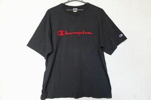 Champion/チャンピオン/半袖Tシャツ/ブランドネームししゅう/ロゴマークししゅうワッペン/シンプル/黒/ブラック/Lサイズ(7/18R)