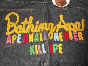 S shorts multi Champion embroidery new goods A BATHING APE Champion embroidery Denim pants jeans Ape BAPE Bape regular goods 