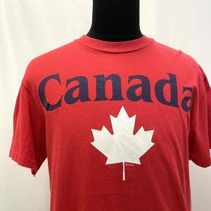 USA古着 90s CANADA プリント Tシャツ アメリカ製 赤 / Hanes ヴィンテージ オールド カナダ 90年代