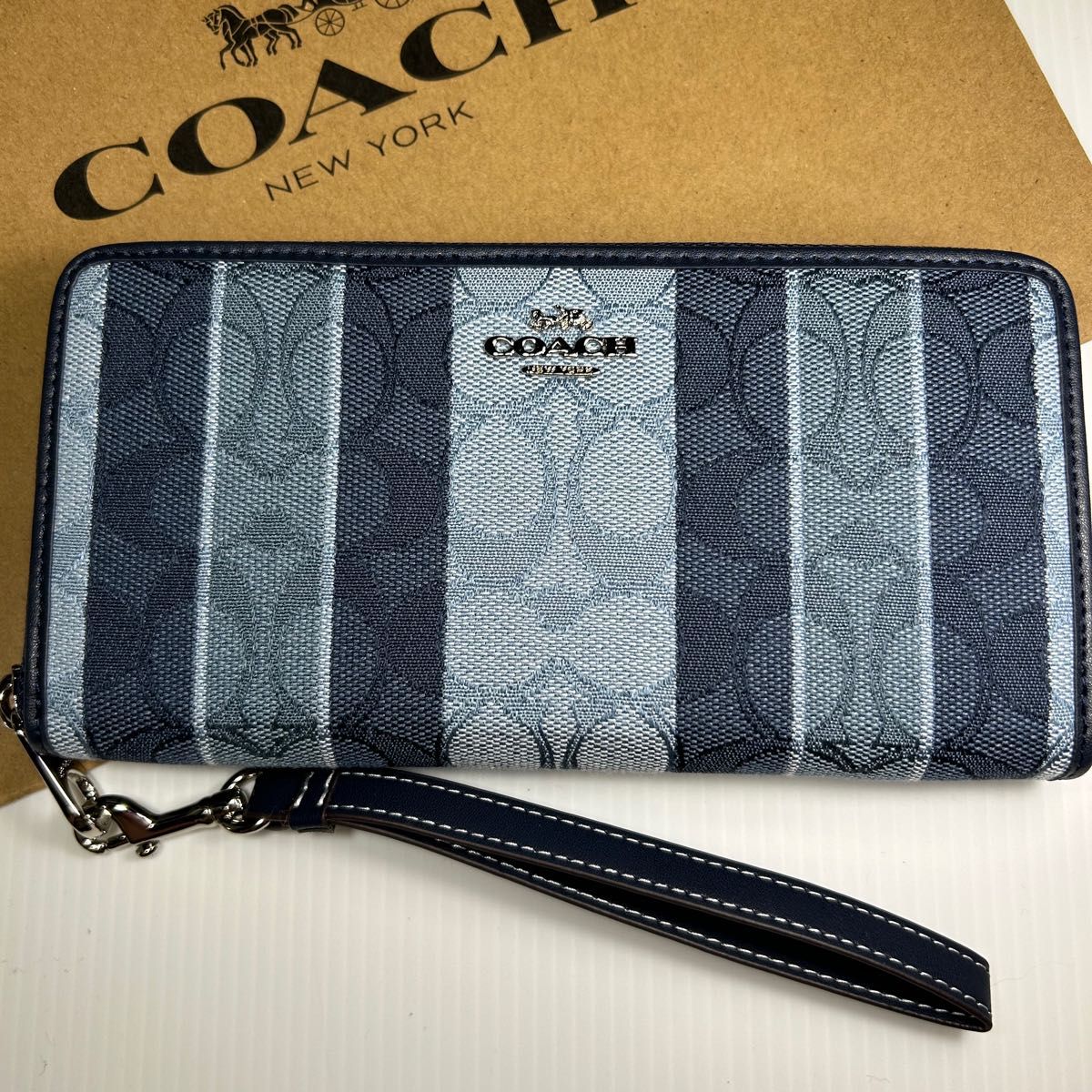 COACH 長財布 ロゴ プリント ブラウン シグネチャー|PayPayフリマ