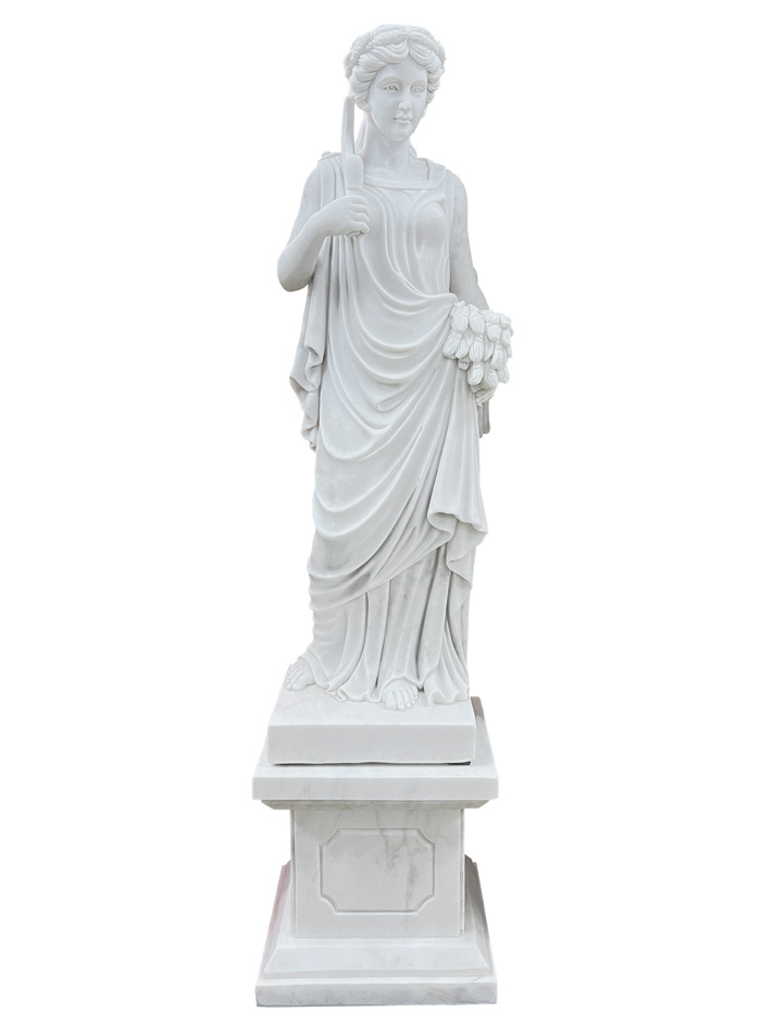 彫刻 石像 水瓶を持つ美女 大理石 高級四川白石 高さ 約90cm 重さ約