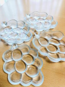 デザート皿　昭和レトロ　フルーツ皿　レトロ　ガラス皿　ガラス小鉢　おつまみ皿