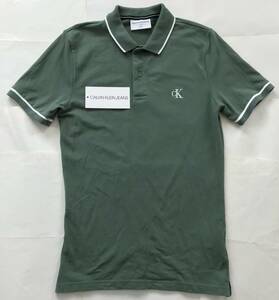 極美品 超レア★約13,000円★正規品 Calvin Klein Jeans★カルバンクライン ジーンズ★ポロシャツ sizeS★Slim Fit★グリーン系 オリーブ色