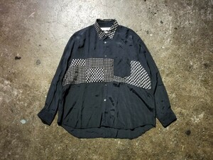 COMME des GARCONS SHIRT 80s レーヨンパッチワークシャツ 1980s コムデギャルソンシャツ 初期 刺繍タグ