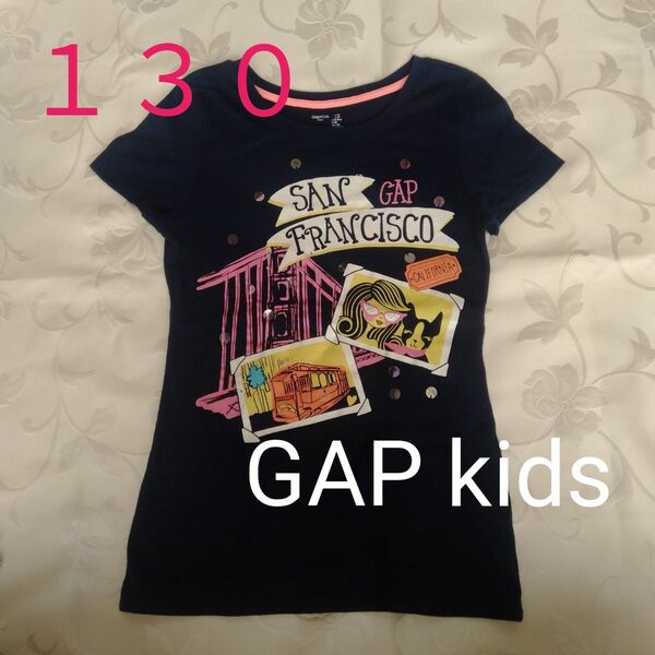 中古 キッズ トップス GAP KIDS １３０ 紺系 ネイビー系 半袖Tシャツ Tシャツ