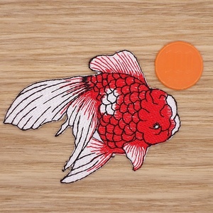 【Ｍサイズ】アイロンワッペン NO.1461 らんちゅう ランチュウ 金魚 きんぎょ 魚 金魚すくい ＦＩＳＨ アップリケ【郵便定形】