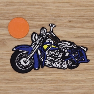 【Ｍサイズ】 アイロンワッペン NO.2058 バイク オートバイ ハーレー ライダー アップリケ 【郵便定形】