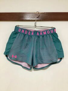 T-1062 UNDER ARMOUR アンダーアーマー ショートパンツ レディース SM ドライ グリーン系