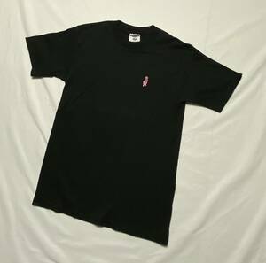 90s 謎　Tシャツ JERZEES ジャージーズ　 USA製　ピンク　象　刺繍　ブラック　OLD vintage