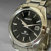 箱付き美品！SEIKO グランドセイコー デイト 磨き済＆クリーニング済 SBGX061 9F62-0AB0 100m防水 メンズ腕時計 ブラックGS 07135_画像1