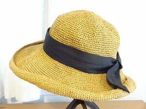 ∩ 14PLUS∪ １４+　レディース・婦人用　ブラウン色　つば広ハット　ペーパーハット　サイズ５７・５cm　キャップ　帽子
