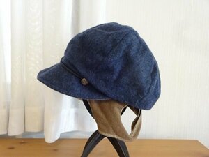 ／ フェリシモ ／レディース・婦人用　紺色帽子　クロッチェ　サイズ５７・５cm〜５９cm　キャップ　帽子　ウール使用