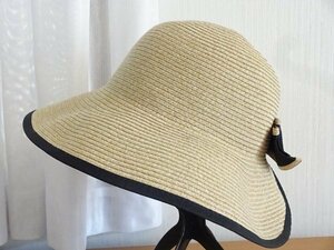 ／ 林八百吉／レディース・婦人用　つば広ハット　スタイル帽子　サイズ５７・５cm　キャップ　帽子　ベージュ色